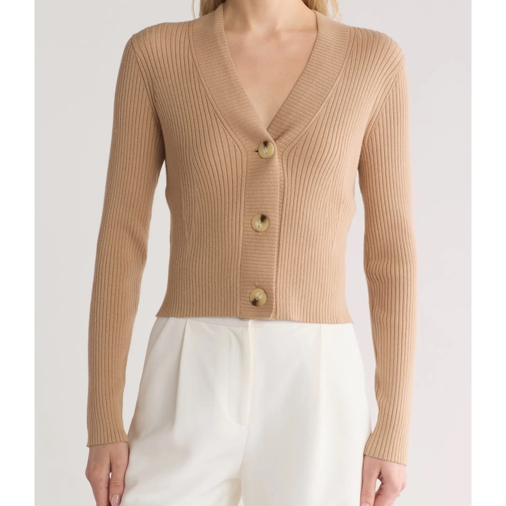NWT Vince Ribbed Dark Camel Cardigan - Large